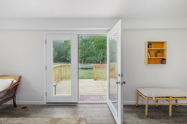 doorway to outside featuring a healthy amount of sunlight and hardwood / wood-style flooring