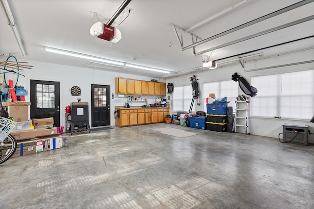 garage with a garage door opener