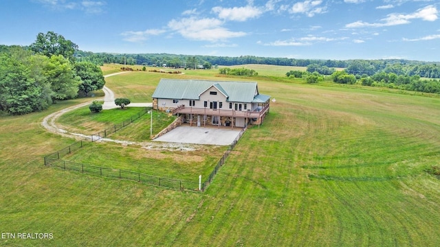 drone / aerial view with a rural view