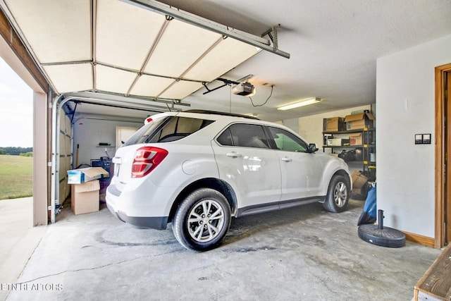 garage with a garage door opener