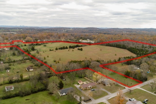 aerial view featuring a rural view