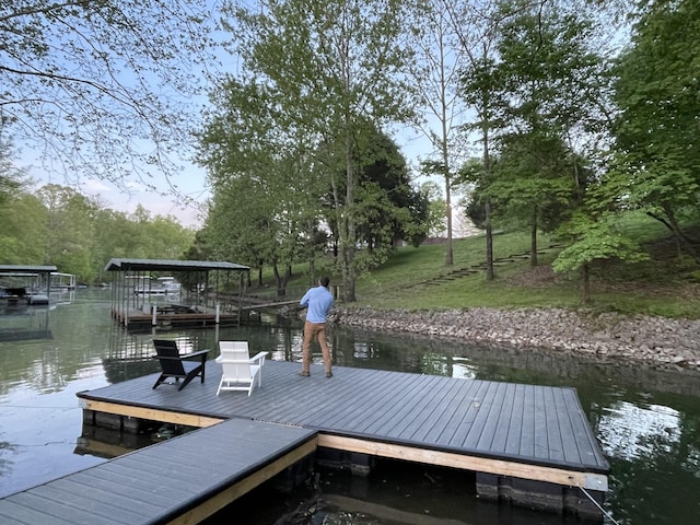 view of dock featuring a water view