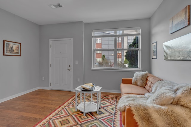 living room featuring light wood-type flooring