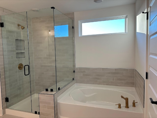 bathroom with plus walk in shower