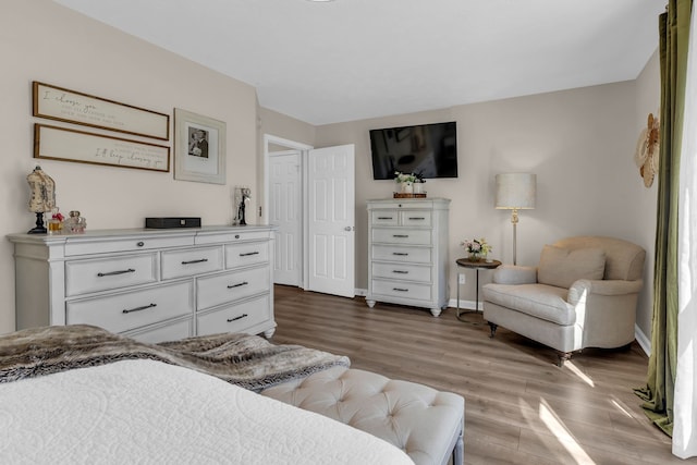 bedroom with hardwood / wood-style floors