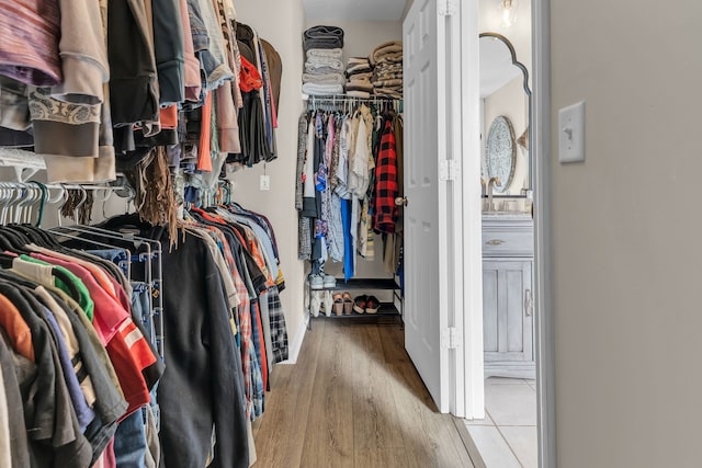 spacious closet featuring wood-type flooring