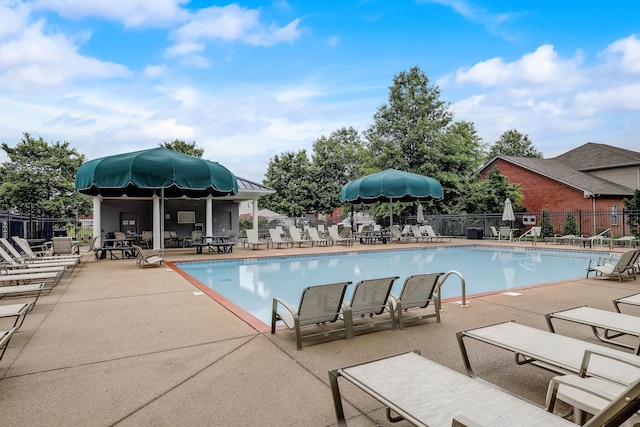 view of swimming pool featuring a patio