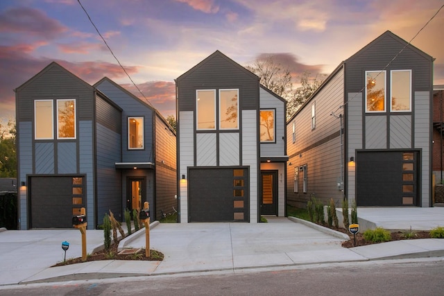 contemporary home featuring a garage