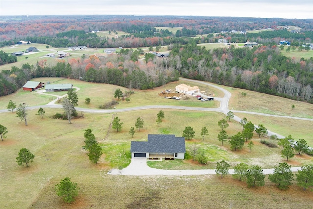 aerial view featuring a rural view