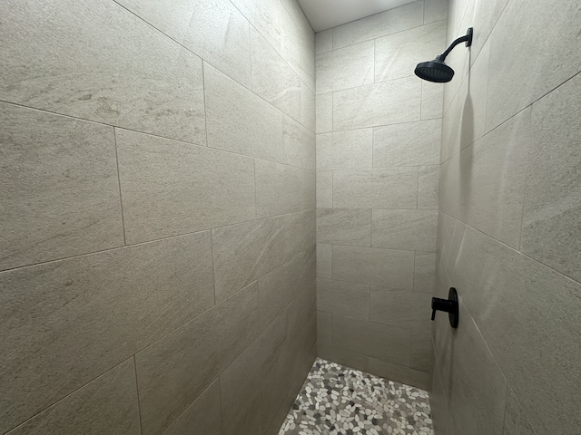 bathroom with tiled shower