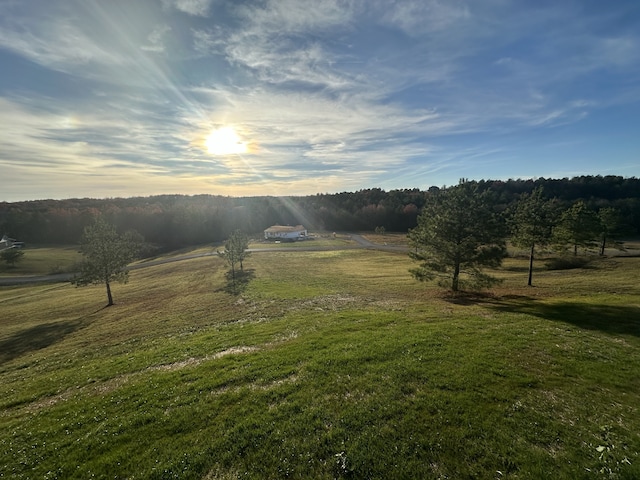 yard at dusk with a rural view