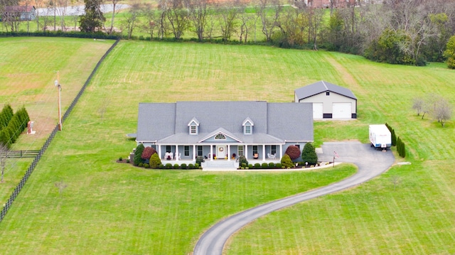 aerial view with a rural view