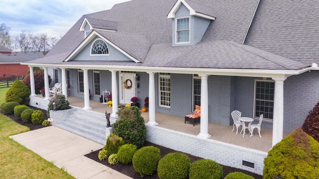 view of front of property with a porch