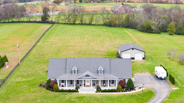 aerial view with a rural view