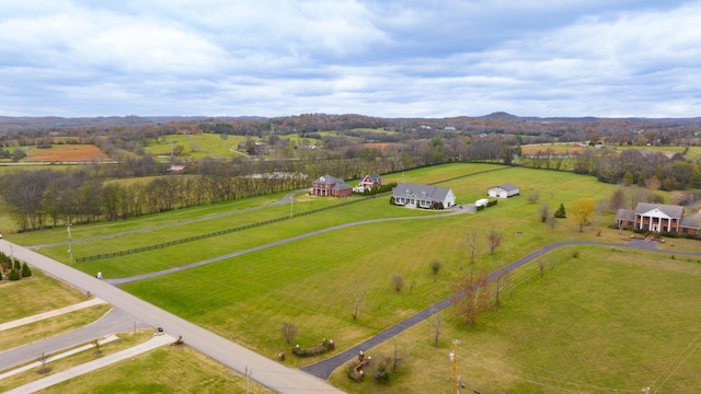 aerial view featuring a rural view