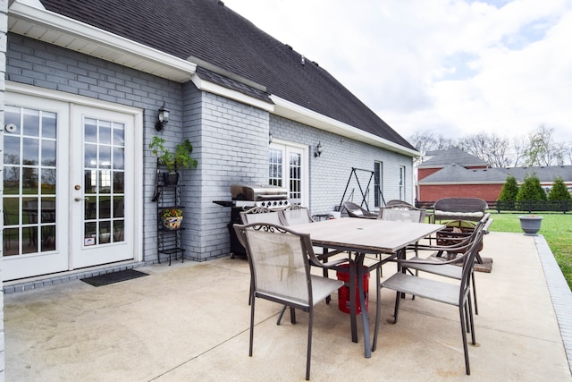 view of patio / terrace featuring french doors