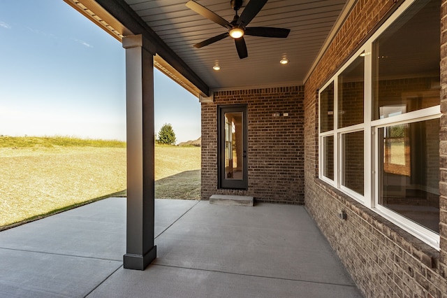 view of patio with ceiling fan