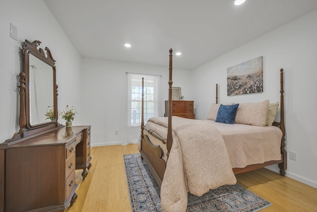 bedroom with light wood-type flooring