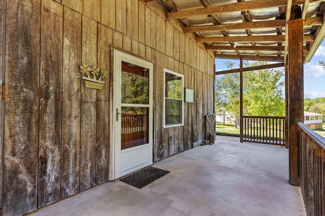 exterior space with lofted ceiling