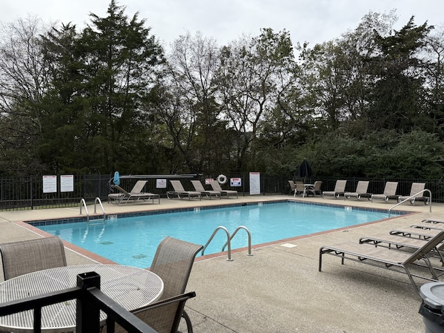 view of swimming pool with a patio area