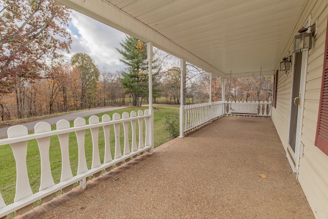 view of patio featuring covered porch