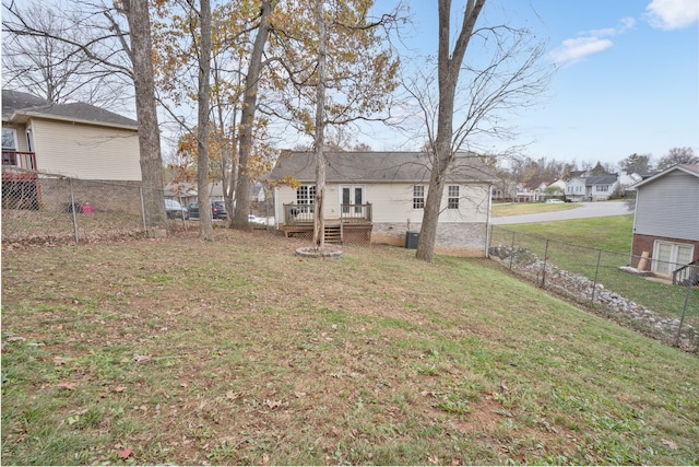 view of yard with a deck