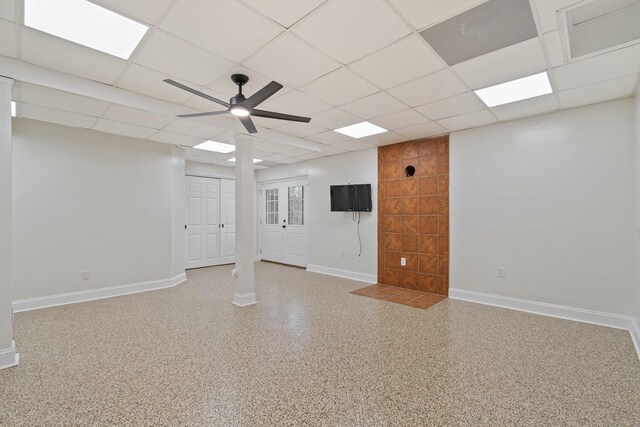 1055 Wades Branch Rd, Centerville, TN 37033 - unfurnished room with ceiling fan, baseboards, and a paneled ceiling