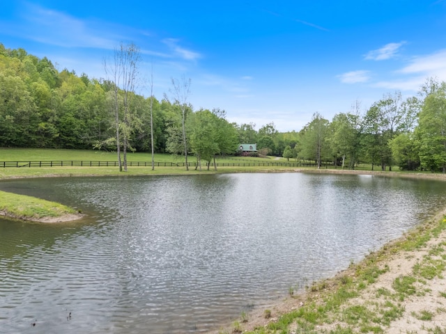 1055 Wades Branch Rd, Centerville, TN 37033 - water view featuring fence and a forest