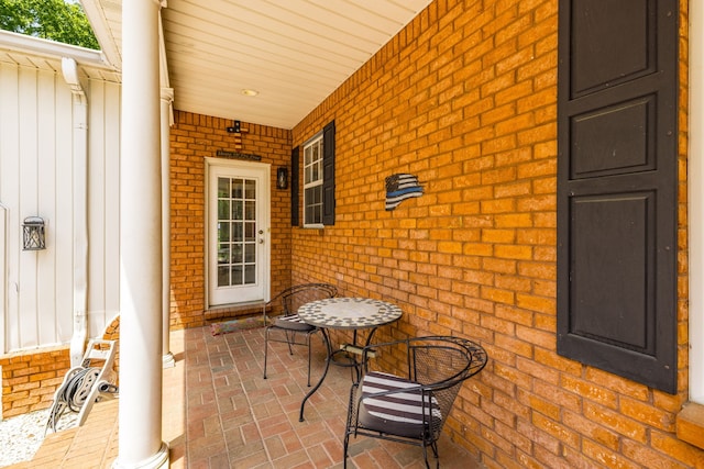 view of patio featuring a porch