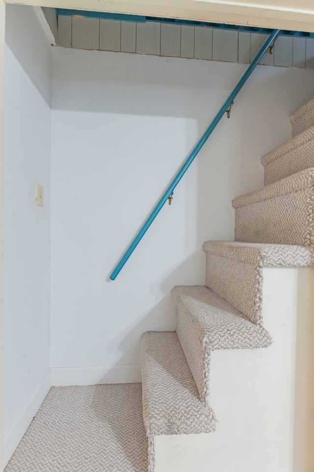 stairway with carpet flooring