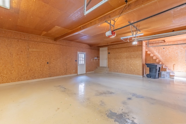 garage with a garage door opener