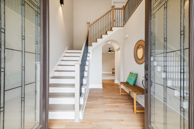 entrance foyer with light hardwood / wood-style flooring