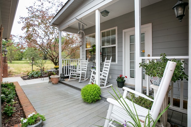 wooden terrace with covered porch