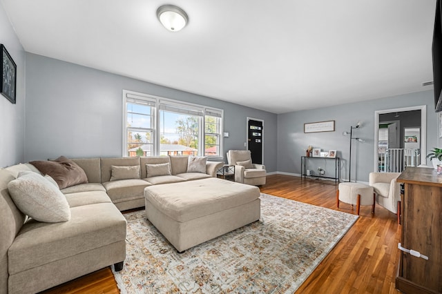 living room featuring wood-type flooring