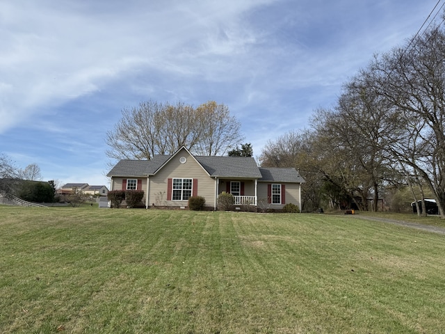 ranch-style house with a front lawn