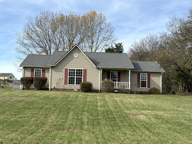 view of front of home with a front lawn and a porch