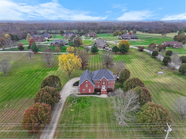 aerial view with a rural view