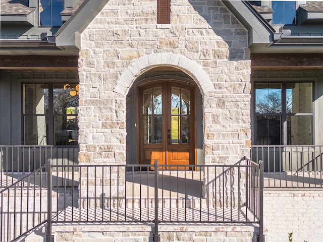 doorway to property with french doors