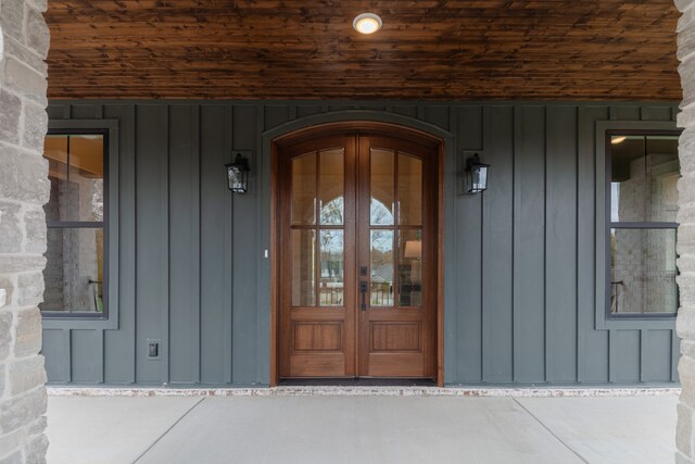 view of exterior entry with french doors