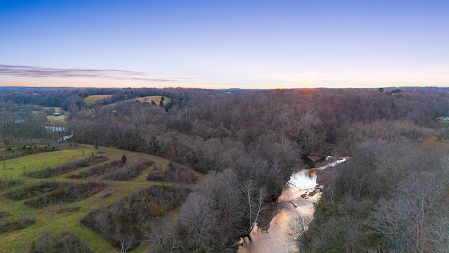 view of aerial view at dusk