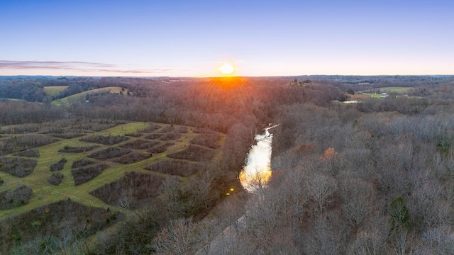 view of aerial view at dusk