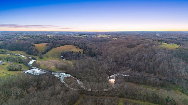 view of aerial view at dusk