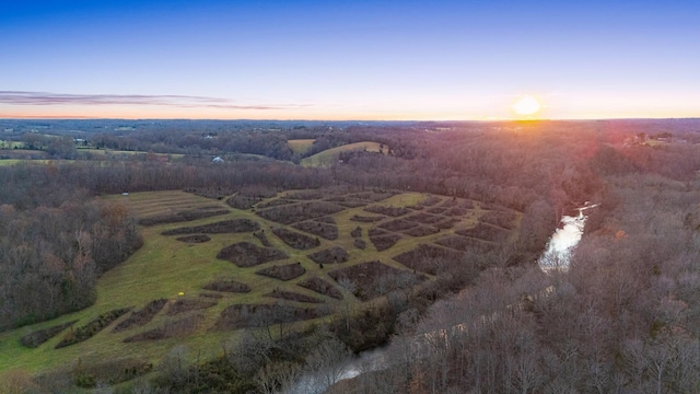 view of aerial view at dusk