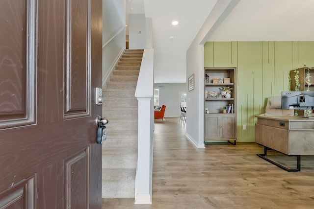 foyer entrance featuring light hardwood / wood-style floors