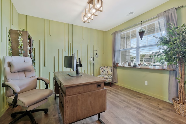 office featuring light wood-type flooring