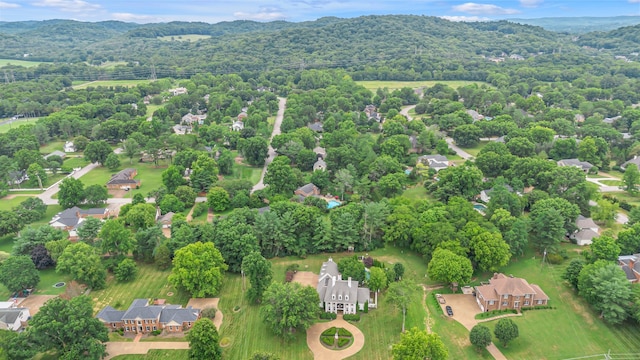 birds eye view of property with a mountain view