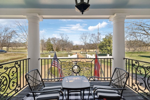 balcony featuring a porch