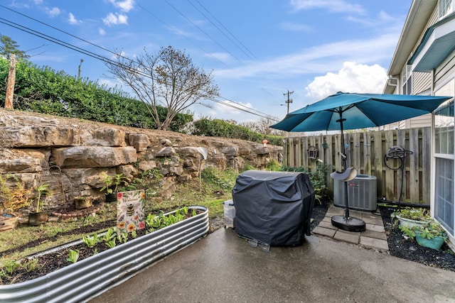 view of patio / terrace with cooling unit and grilling area