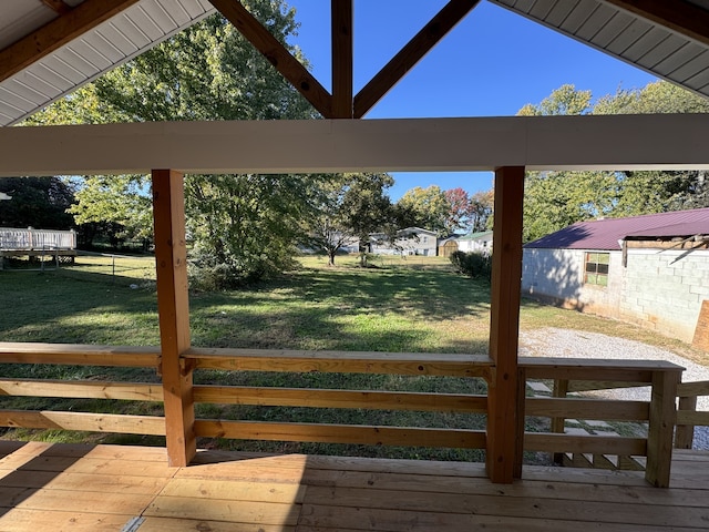 view of yard with a deck