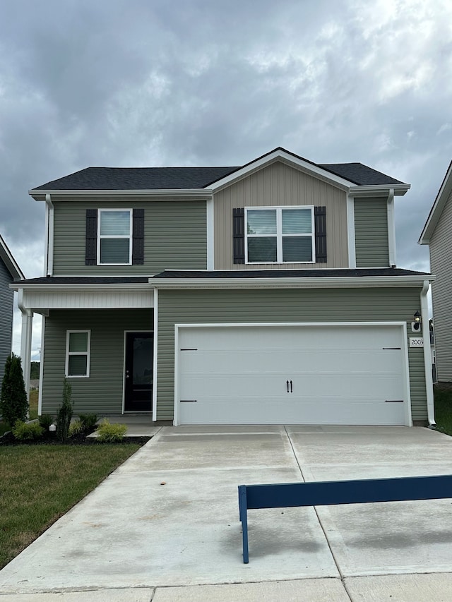 view of front of house with a garage